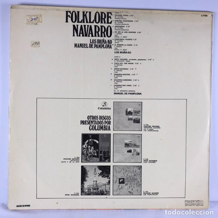 Discos de vinilo: FOLKLORE NAVARRO - LOS IRU&Ntilde;A KO/MANUEL DE PAMPLONA - Foto 2