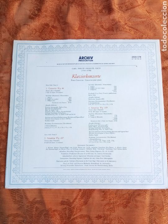 Discos de vinilo: KARL PHILIPP EMANUEL BACH - Foto 2