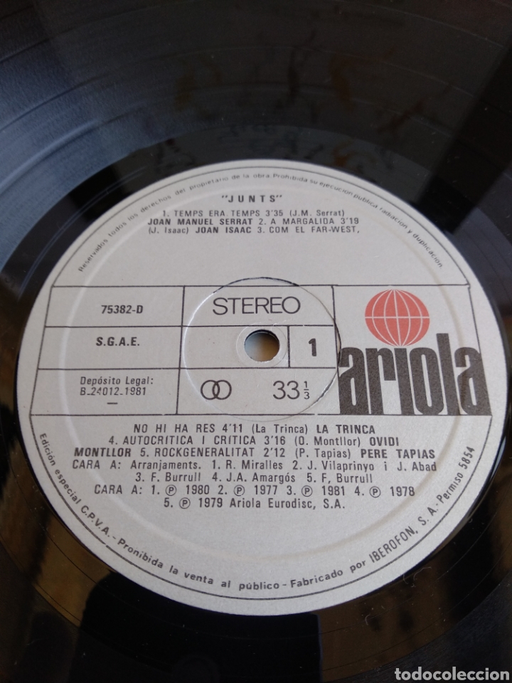 Discos de vinilo: *JUNTS. SPAIN. ARIOLA. 1981. Lx.1 - Foto 3