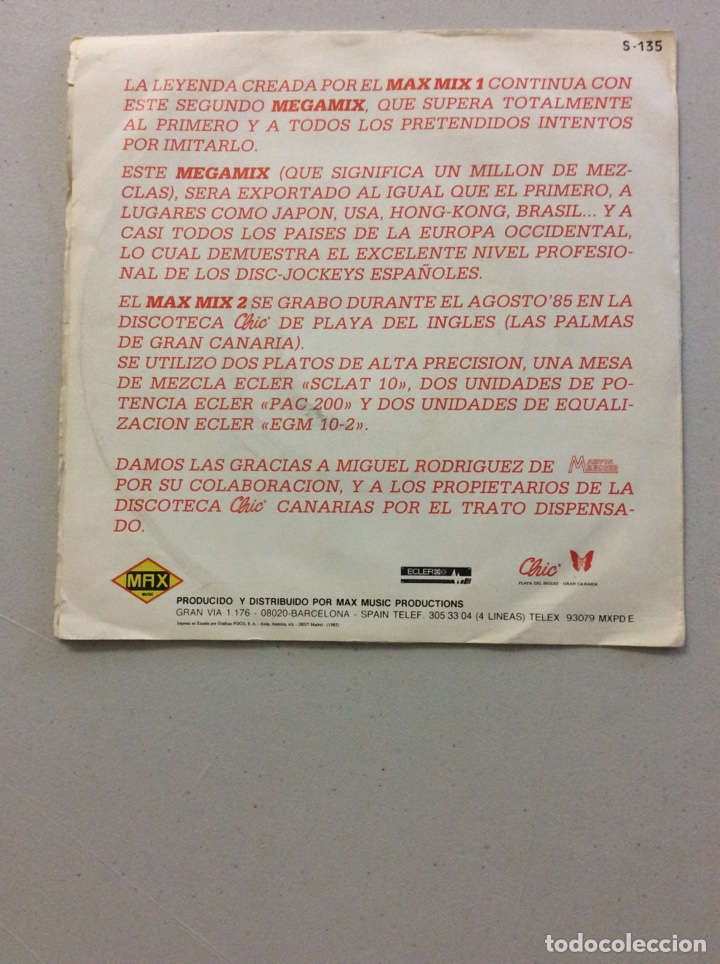 Discos de vinilo: I love Max Mix 2. Megamix f&oacute;rmula i versi&oacute;n. - Foto 2