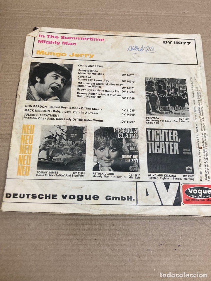 Discos de vinilo: Disco de vinilo Single Mungo Jerry - Foto 2
