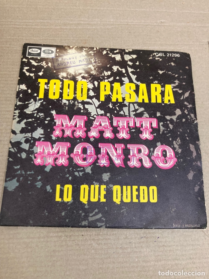 Discos de vinilo: Disco de vinilo Single Matt Monro - Foto 1