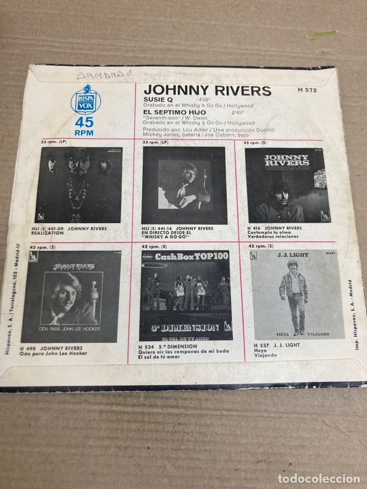 Discos de vinilo: Disco de vinilo Single Johnny Rivers - Foto 2
