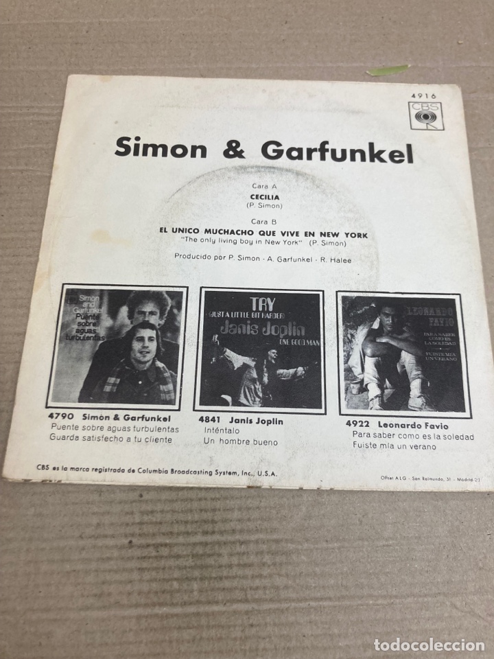 Discos de vinilo: Disco de vinilo Single Simon and Garfunkel CECILIA - Foto 2