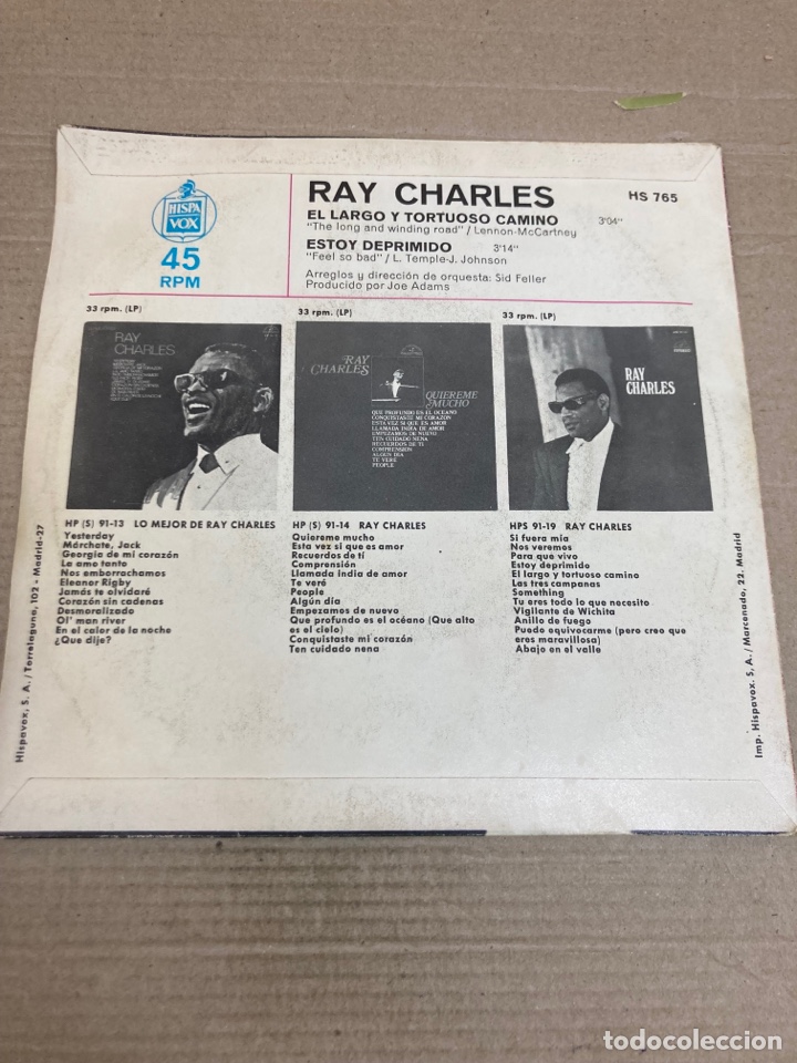 Discos de vinilo: Disco de vinilo Single Ray Charles - Foto 2