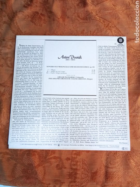 Discos de vinilo: DVORAK, CONCIERTO DE VIOLONCELO - Foto 2