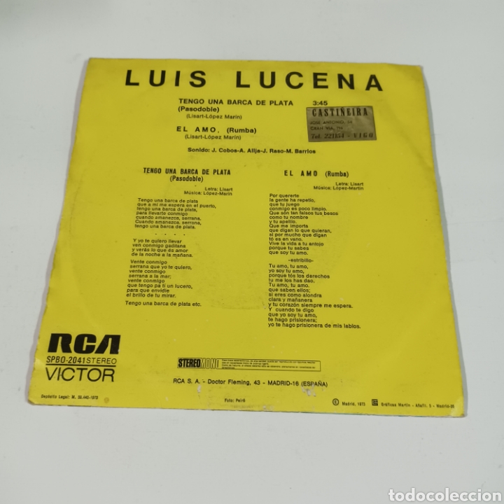 Discos de vinilo: LUUS LUCENA - TENGO UNA BARCA DE PLATA ... - Foto 2