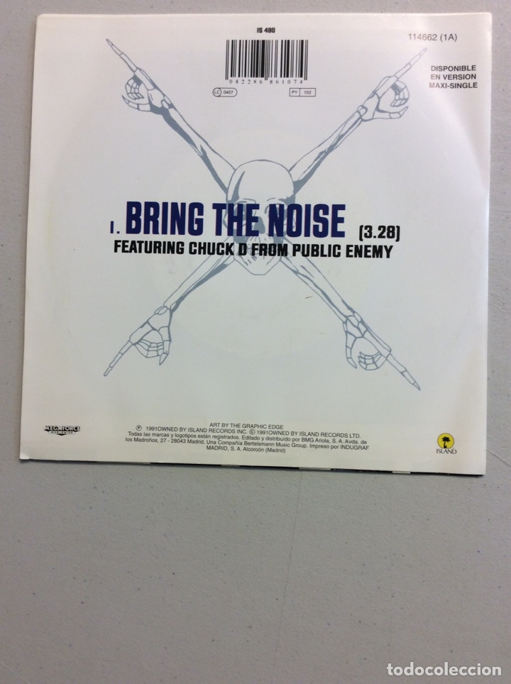 Discos de vinilo: Anthrax. Bring the noise. Featuring Chuck D from Public Enemy. - Foto 2