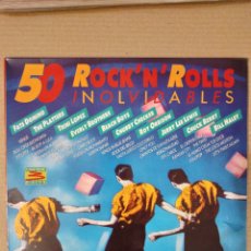 Discos de vinilo: 50 ROCK AND ROLL INOLVIDABLES. 3 LPS. LP-33267 T-B22. ESPAÑA 1990. DISCOS EX EX EX. CARÁTULA EX.