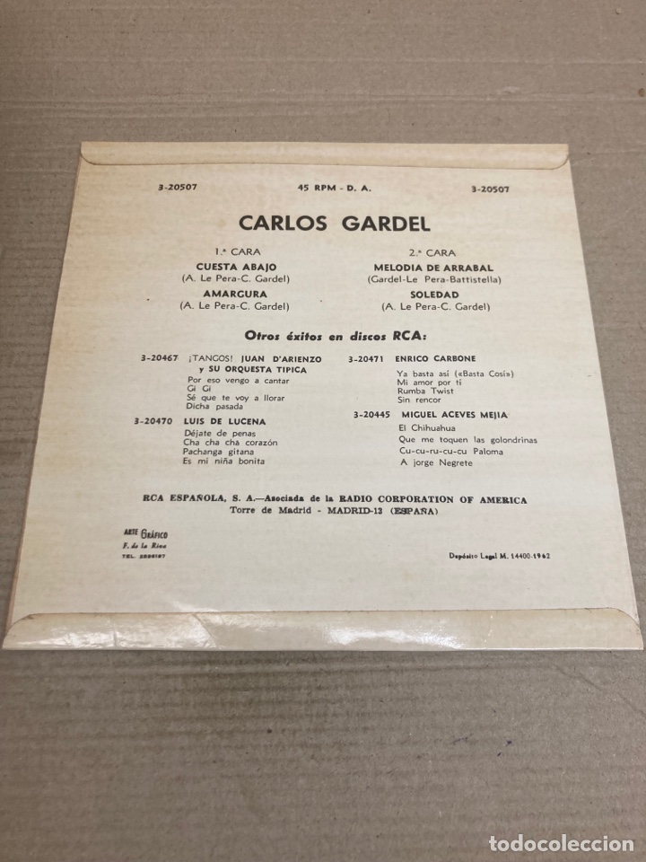 Discos de vinilo: Disco de vinilo Single Carlos Garden - Foto 2