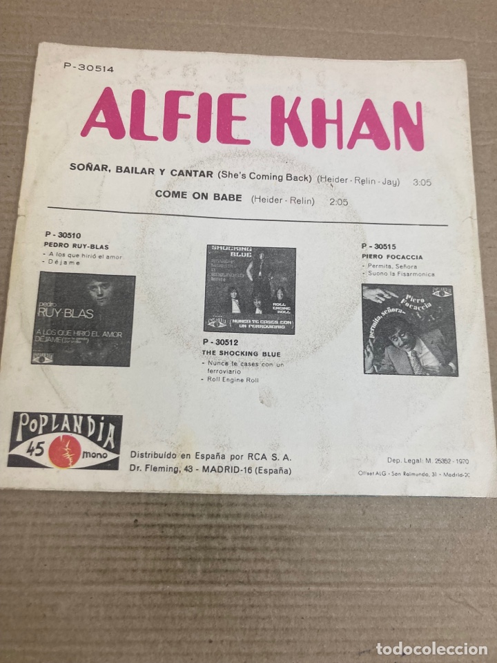 Discos de vinilo: Disco de vinilo Single Alfie Khan - Foto 2