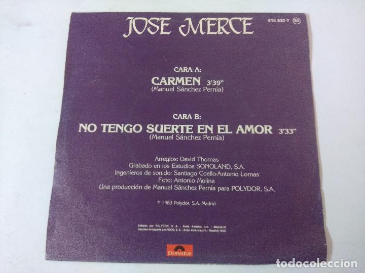 Discos de vinilo: JOSE MERCE/CARMEN/SINGLE. - Foto 3