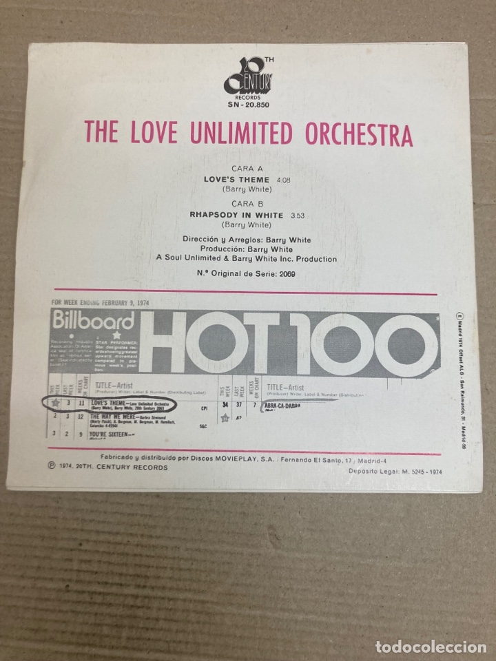 Discos de vinilo: Disco de vinilo Single Barry White - Foto 2