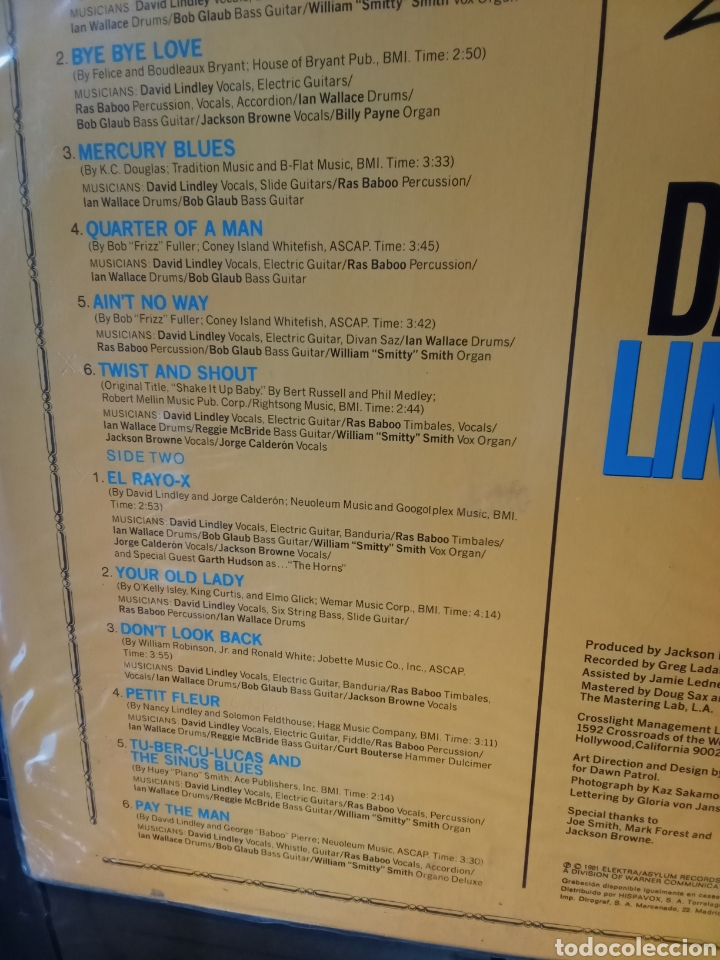 Discos de vinilo: David LINDLEY 1981 Elektra Asylum Records.Copia Spain - Foto 3