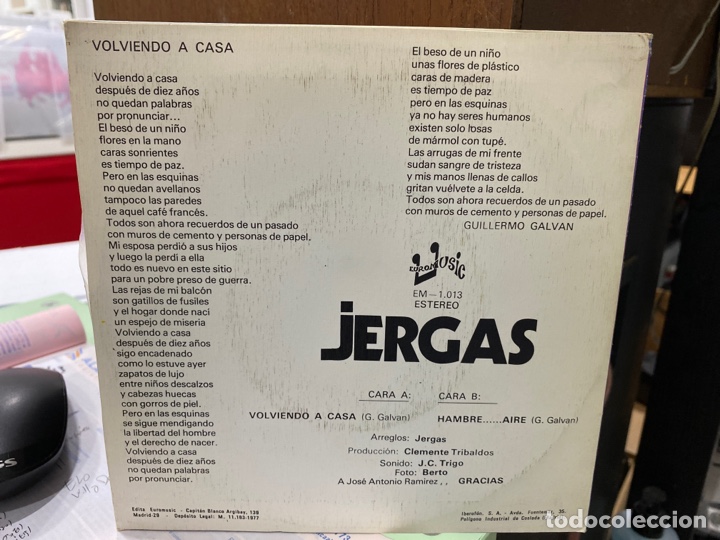 Discos de vinilo: Jergas - Volviendo a casa (7&rdquo;, Single) - Foto 2