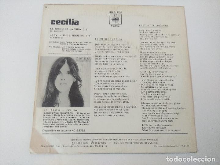 Discos de vinilo: CECILIA/EL JUEGO DE LA VIDA/SINGLE PROMOCIONAL. - Foto 3