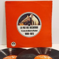 Discos de vinilo: LA VOZ DEL RECUERDO / 75 AÑOS DE HISTORIA MUSICAL / DOBLE LP - L.V.A. 1973 / MBC. ***/***