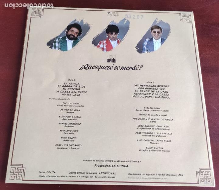 Discos de vinilo: LA TRINCA - QUESQUESE SE MERDE - LP - 1983 - Foto 3