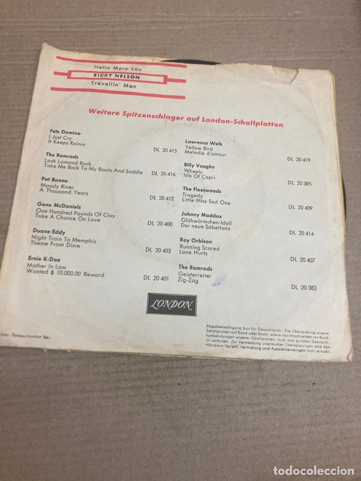 Discos de vinilo: Disco de vinilo Single Rocky Nelson - Foto 2