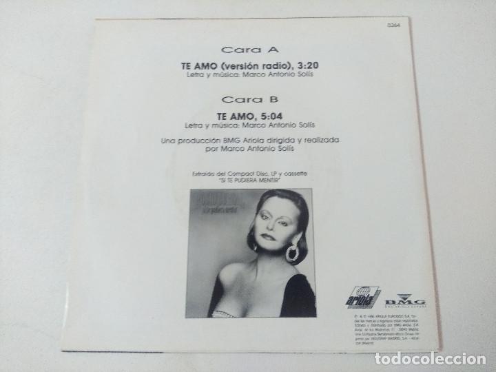 Discos de vinilo: ROCIO DURCAL/TE AMO/SINGLE PROMOCIONAL. - Foto 3