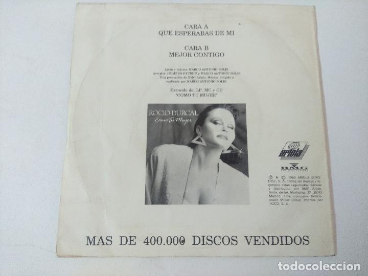 Discos de vinilo: ROCIO DURCAL/QUE ESPERABAS DE MI/SINGLE PROMOCIONAL. - Foto 3