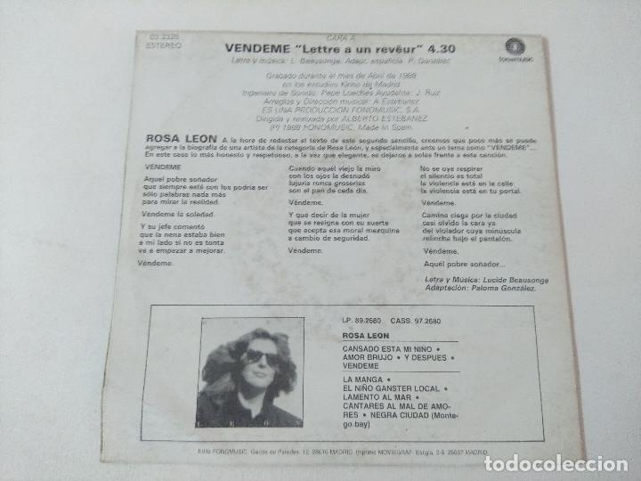 Discos de vinilo: ROSA LEON/VENDEME/SINGLE. - Foto 3
