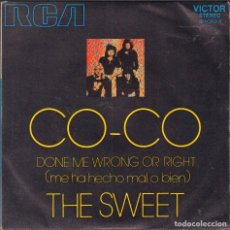 Discos de vinilo: CO-CO - THE SWEET - DONE ME WRONG OR RIGHT / SINGLE RCA 1971 RF-6063. Lote 353459633