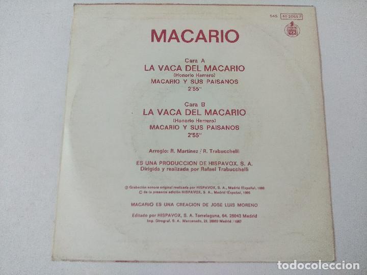 Discos de vinilo: MACARIO/LA VACA DE MACARIO/SINGLE. - Foto 3