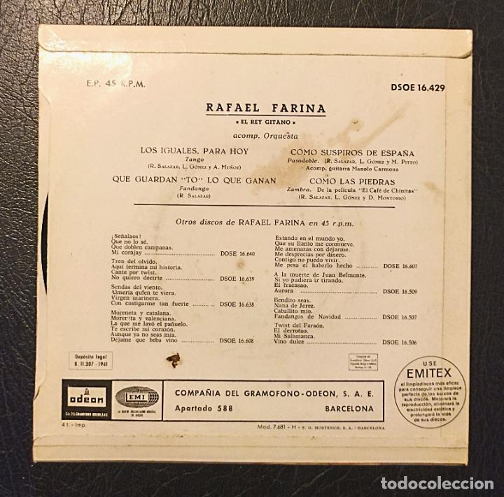 Discos de vinilo: SINGLE RAFAEL FARINA, EL REY GITANO - ODEON 1961 - Foto 2