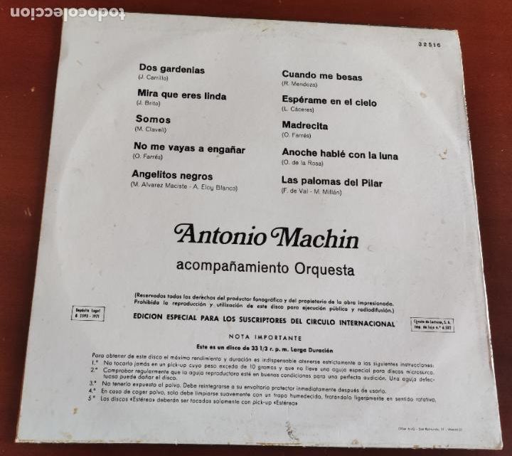 Discos de vinilo: ANTONIO MACHIN - LP - 1971 - CIRCULO - Foto 2