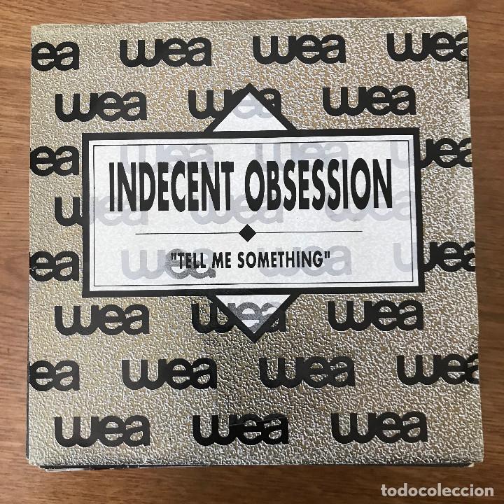Discos de vinilo: INDECENT OBSESSION - TELL ME SOMETHING - SINGLE MCA 1990 PROMO - Foto 1