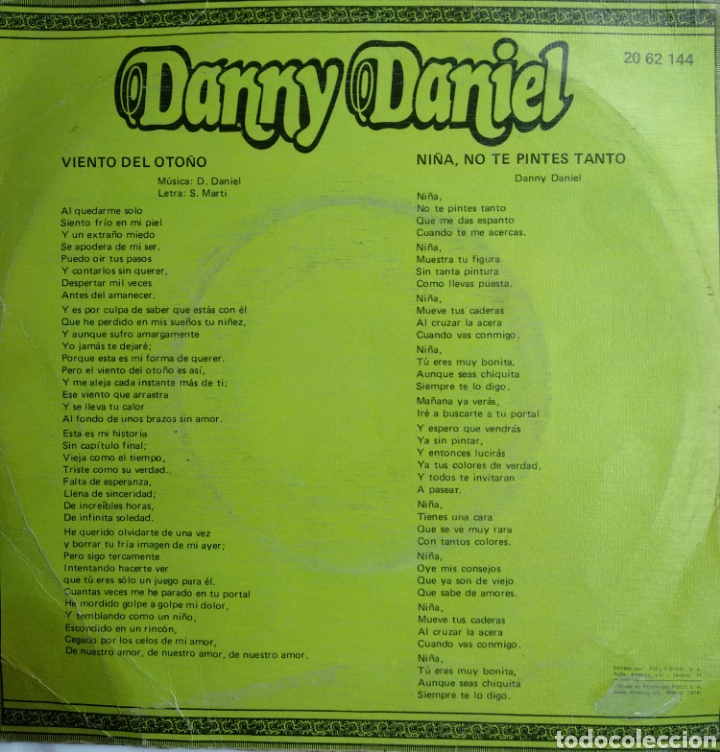 Discos de vinilo: *DANNY DANIEL. SPAIN. POLYDOR. 1974. LX1.1 - Foto 2