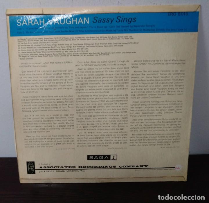 Discos de vinilo: Sarah Vaughan - Sassy Sings (LP, Comp) Edici&oacute;n UK - Foto 2