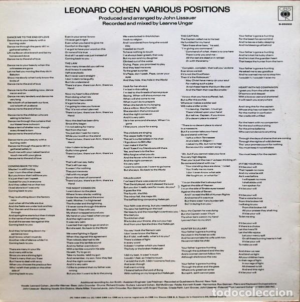 Discos de vinilo: Leonard Cohen &lrm;&ndash; Various Positions - Foto 2