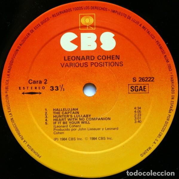 Discos de vinilo: Leonard Cohen &lrm;&ndash; Various Positions - Foto 4
