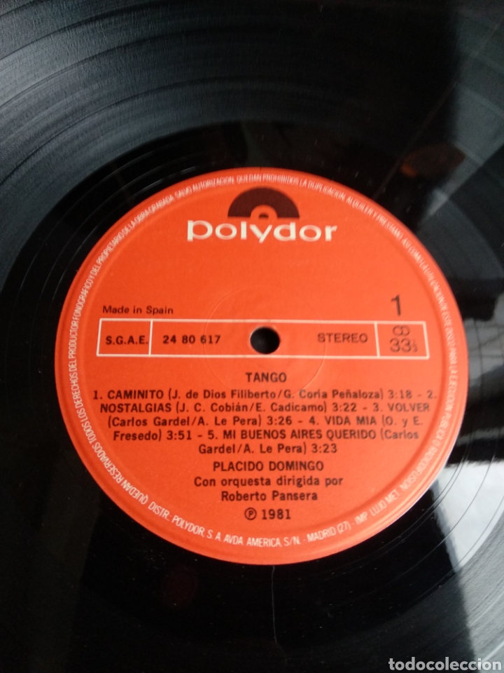 Discos de vinilo: *PLACIDO DOMINGO. TANGO. SPAIN. POLYDOR. 1981. B.3 - Foto 3