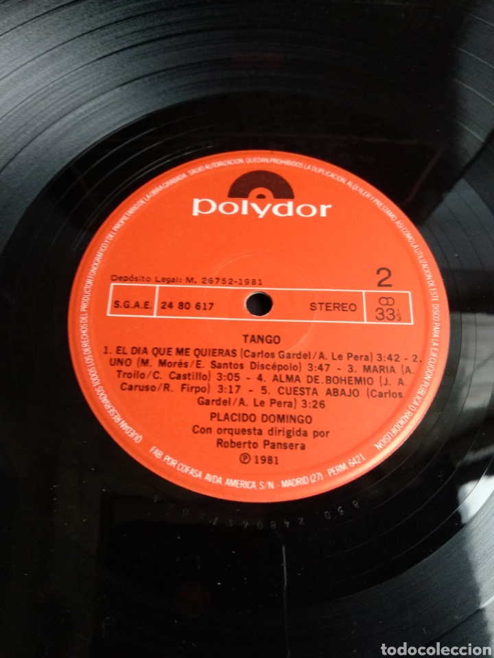 Discos de vinilo: *PLACIDO DOMINGO. TANGO. SPAIN. POLYDOR. 1981. B.3 - Foto 4