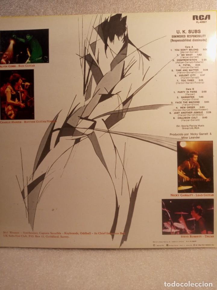 Discos de vinilo: U.K. SUBS - DIMINISHED RESPONSIBILITY. - Foto 4