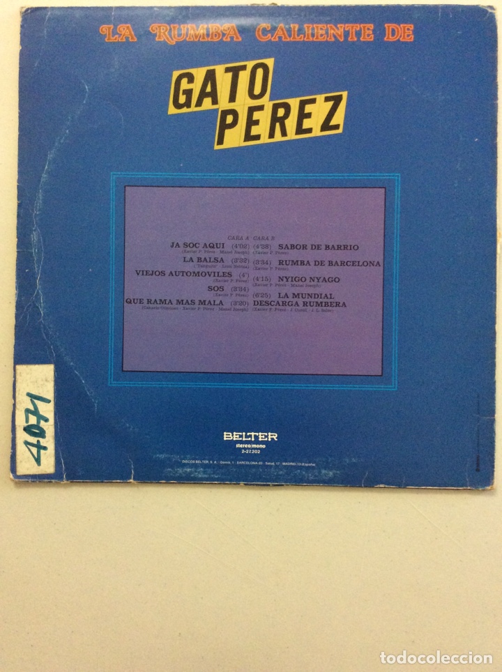 Discos de vinilo: Gato Perez. La rumba caliente de - Foto 2
