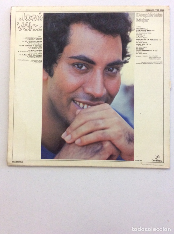 Discos de vinilo: Jos&eacute; V&eacute;lez. Despi&eacute;rtame mujer. - Foto 2