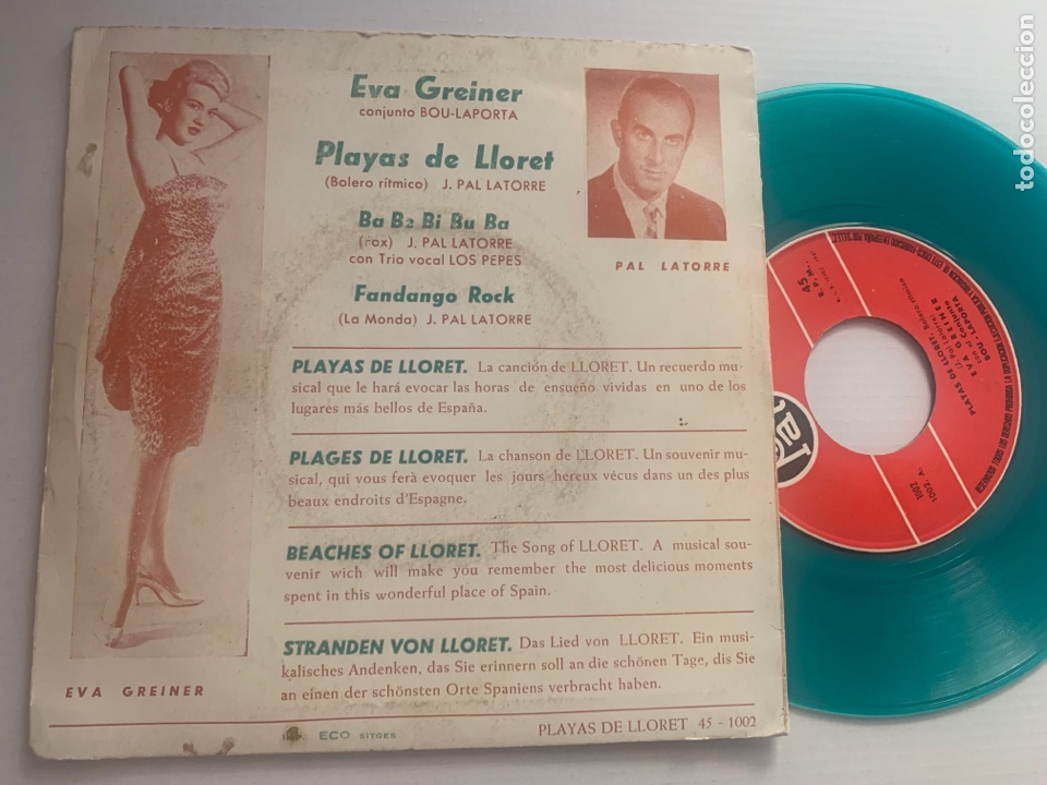 Discos de vinilo: Single ep eva greiner conjunto bou-laporta playas de lloret - Foto 2