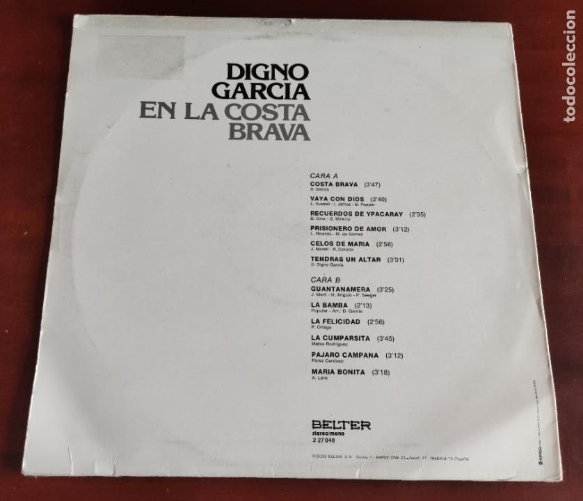 Discos de vinilo: DIGNO GARCIA EN LA COSTA BRAVA - LP - 1979 - Foto 2