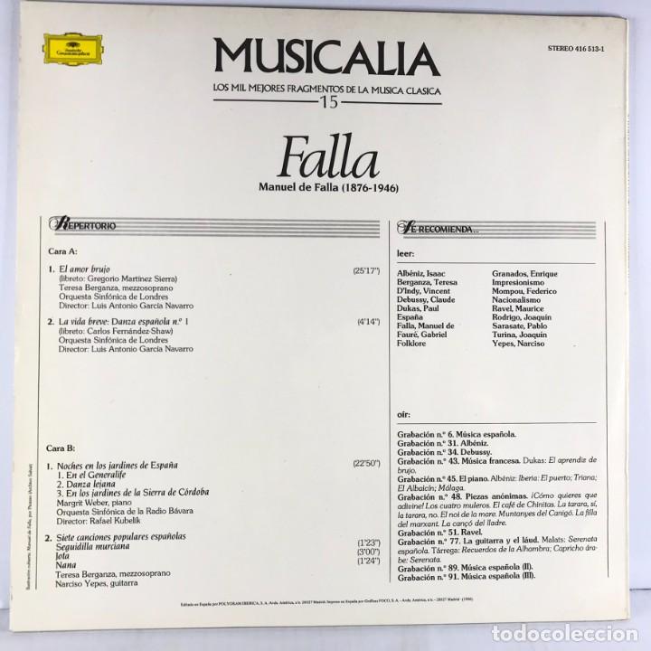 Discos de vinilo: MUSICALIA - SALVAT - DISCO N&ordm; 15. Falla - Foto 2