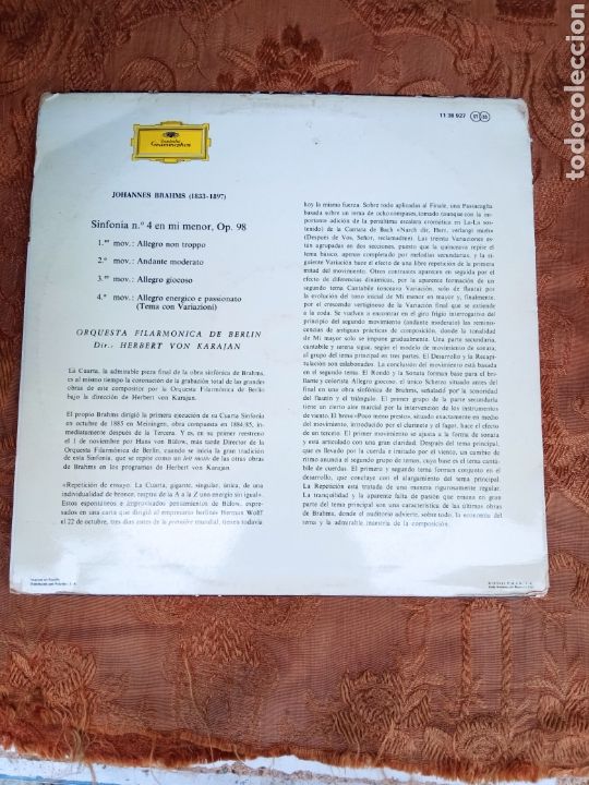 Discos de vinilo: BRAHMS,SIMFONIA n&deg;4 en MI menor - Foto 2