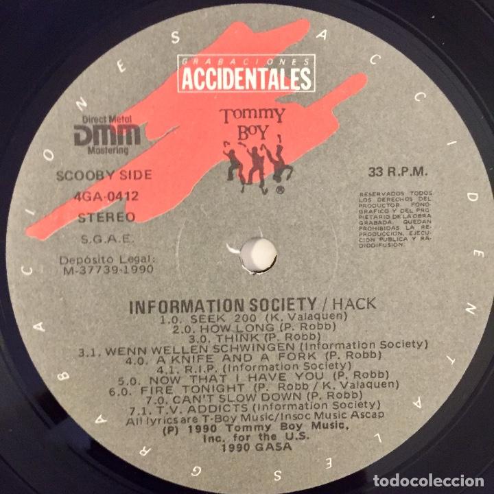 Discos de vinilo: INFORMATION SOCIETY : HACK [TOMMY BOY - ESP 1990] LP - Foto 3