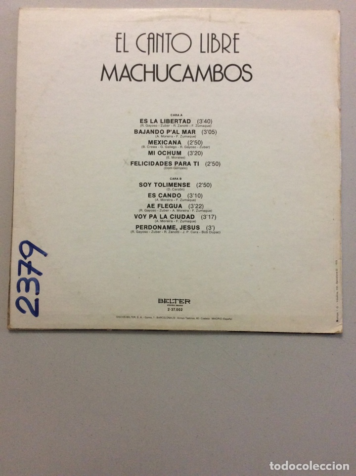 Discos de vinilo: Machucambos. El canto libre. - Foto 2