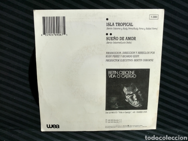 Discos de vinilo: Bert&iacute;n Osborne - Isla Tropical (7&rdquo;, Single, Promo) - Foto 2