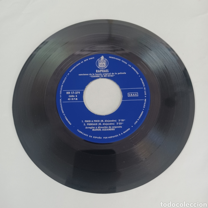 Discos de vinilo: RAPHAEL - CANCIONES DE LA PELICULA ( CUSNDO TU NO ESTAS ) 1966 HISPAVOX - Foto 4