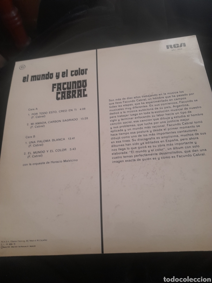 Discos de vinilo: El mundo y el color, Facundo Cabral, vinilo - Foto 2