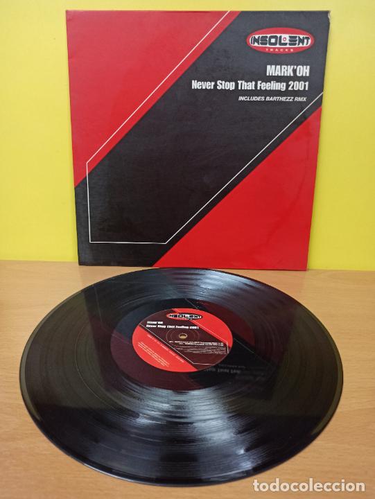 Discos de vinilo: MAXI SINGLE DISCO VINILO MARK&acute;OH NEVER STOP THAT FEELING 2001 - Foto 1